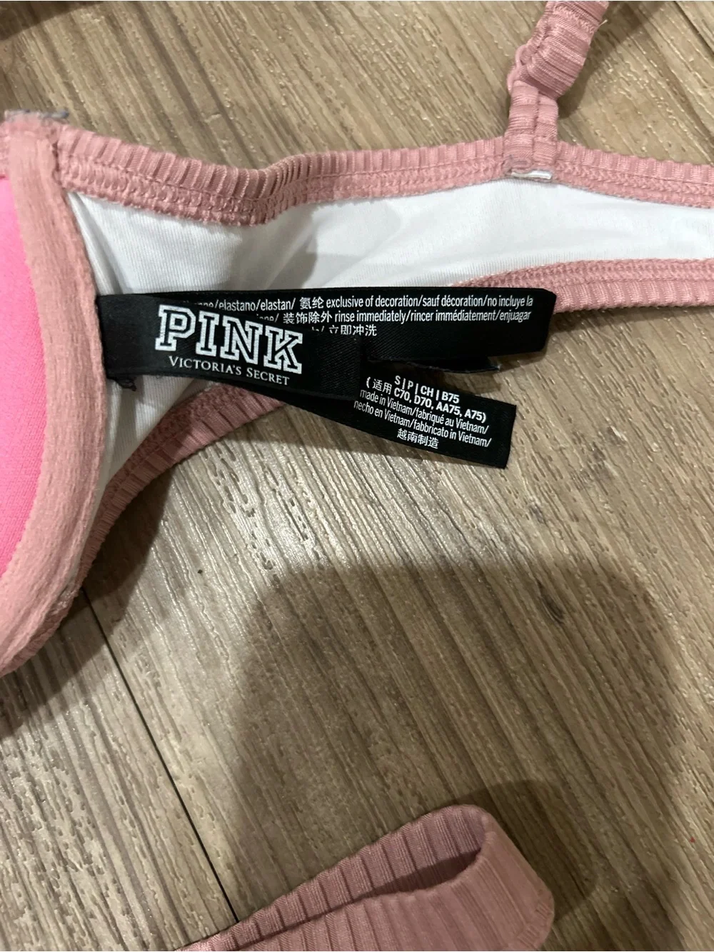 PINK Victoria's Secret Ribbed Knit Push-Up Bikini Set.l in dusty pink size SP